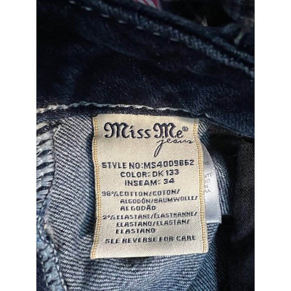 Miss Me MS4009862 Dark Wash DK133 Mid Rise Boot Size 31 Flap Pockets 30" Inseam - Picture 5 of 5